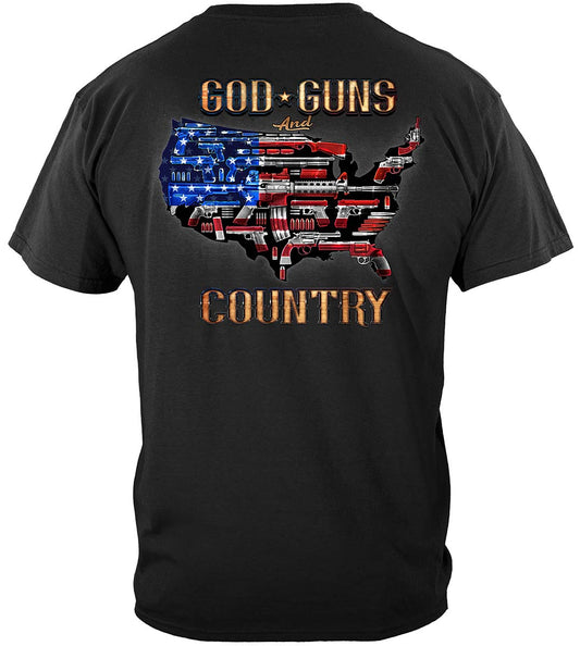 2nd Amendment God, Guns and Country T-Shirt - back view