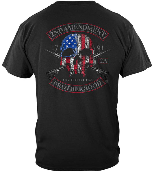 2nd Amendment Brotherhood Biker Skull and Flag T-Shirt - back view
