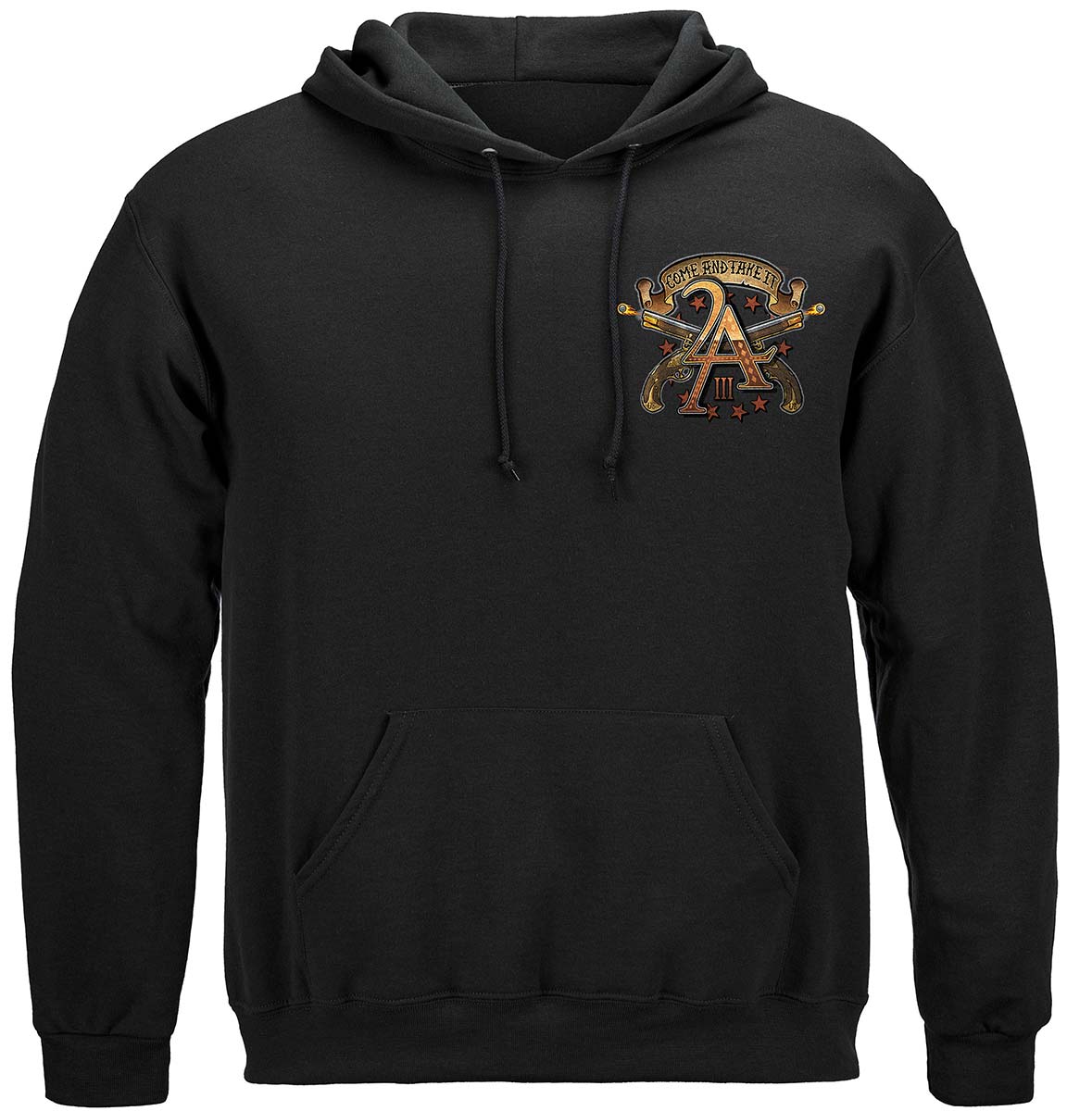 2nd Amendment Come and Take It Three Percenter Vintage Tattoo Hoodie - front view