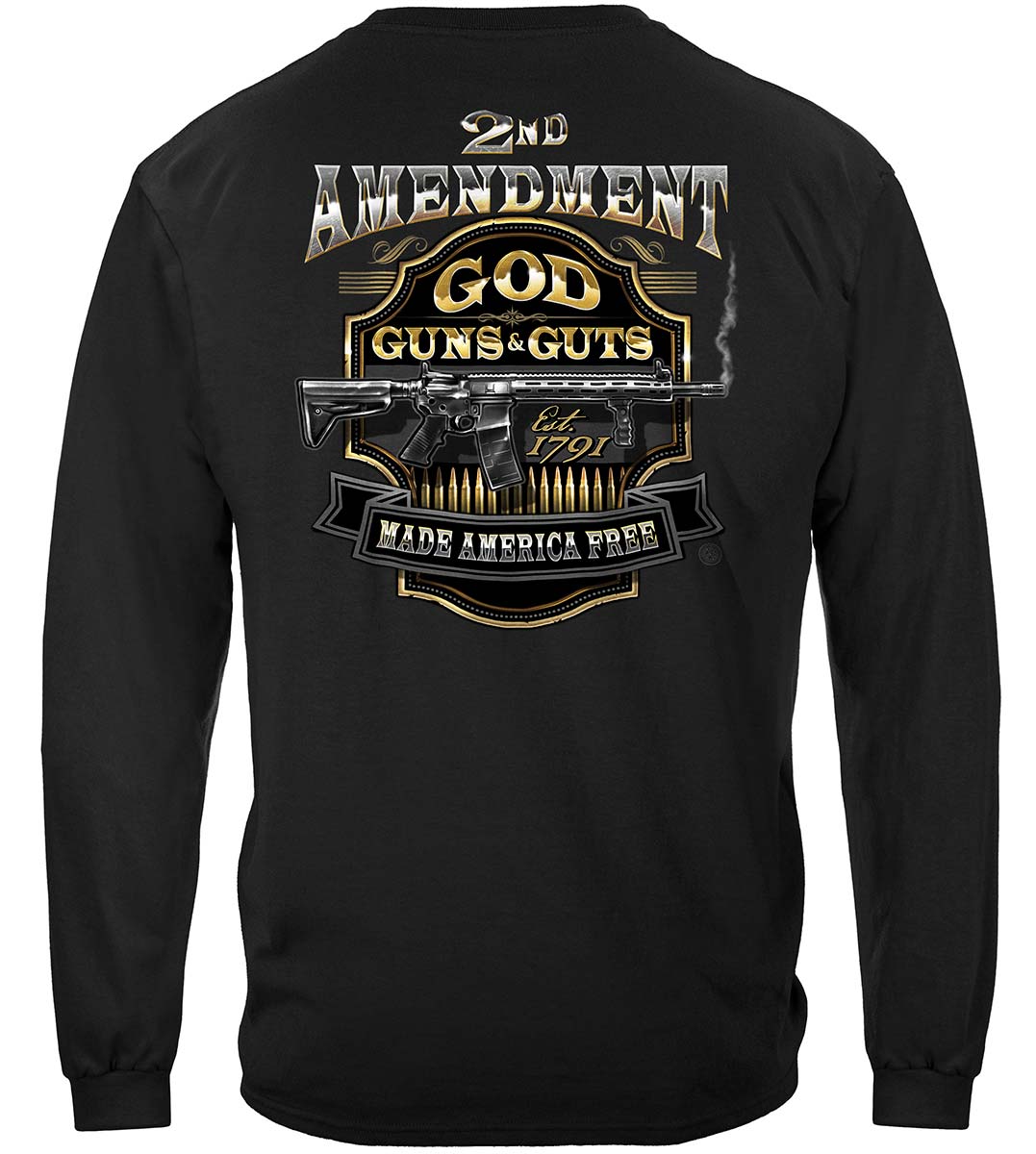 2nd Amendment God Guns and Guts Long Sleeve Shirt - back view