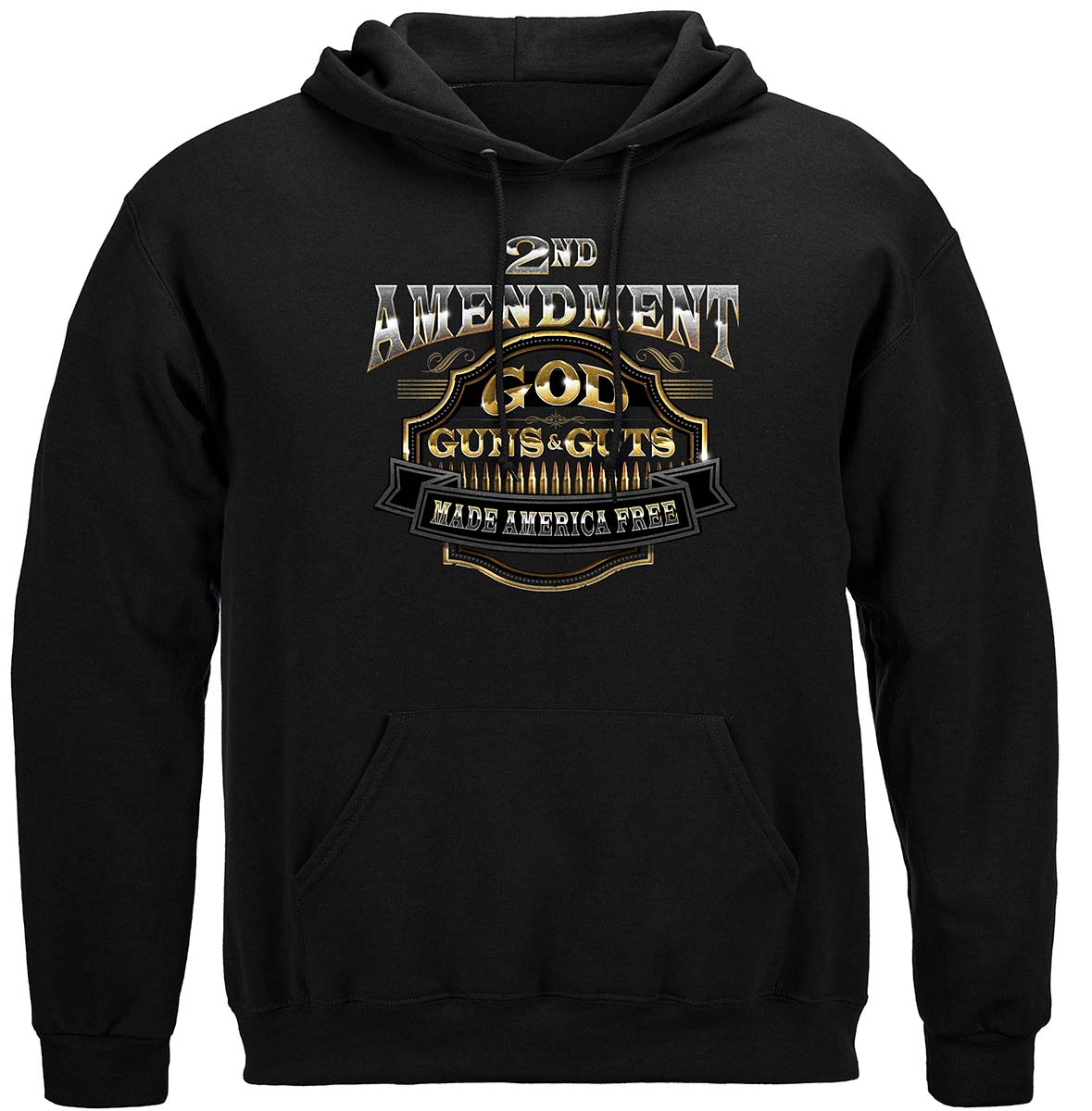 2nd Amendment God Guns and Guts Hoodie - front view
