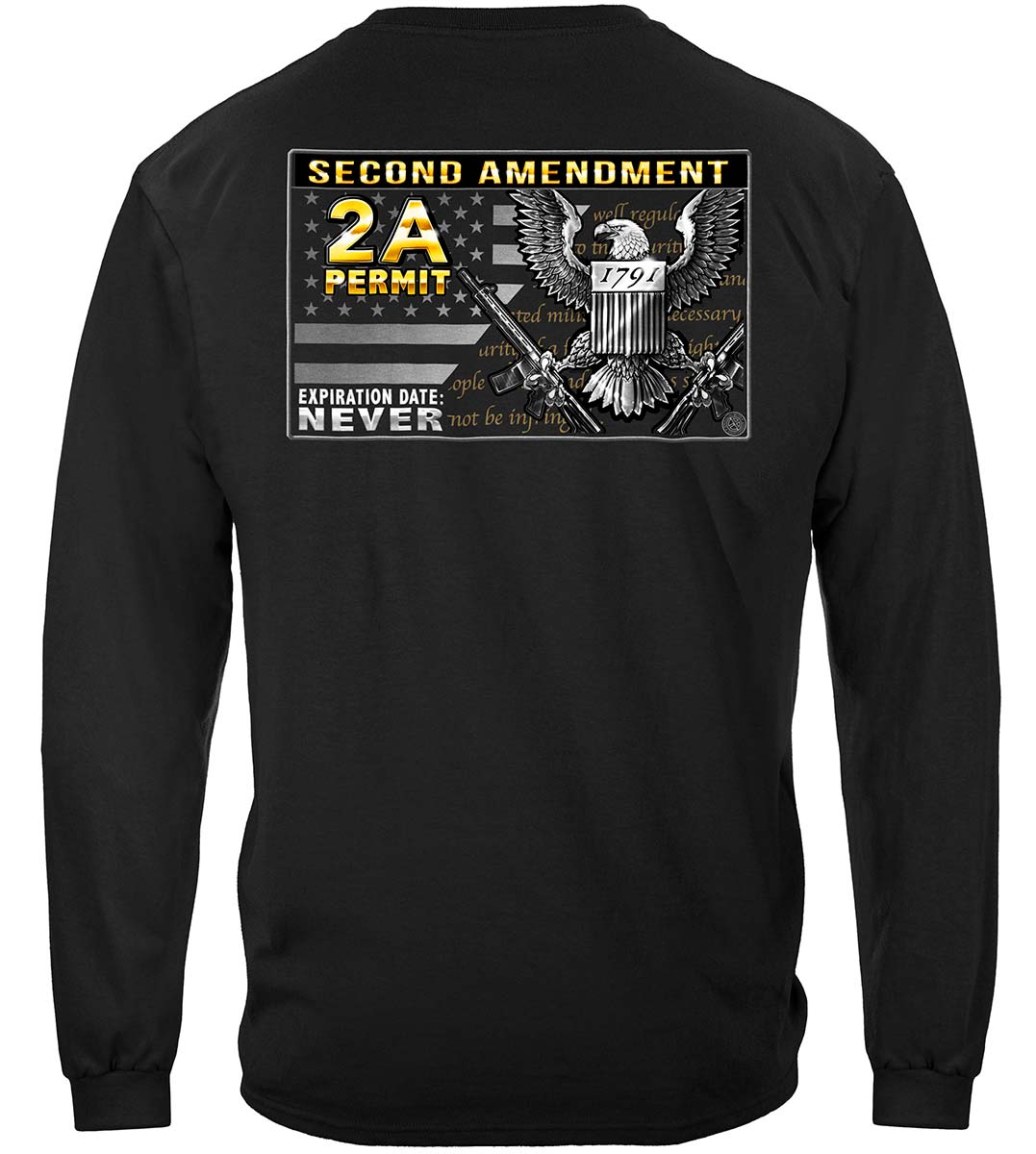 2nd Amendment Gun Permit Long Sleeve Shirt - back view