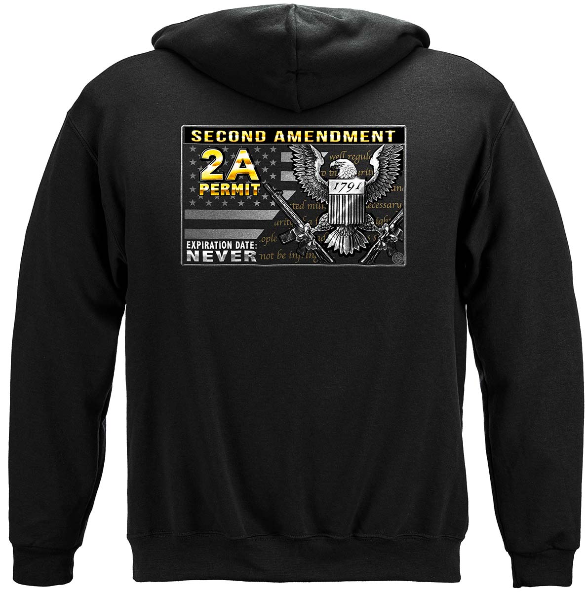 2nd Amendment Gun Permit Hoodie - back view