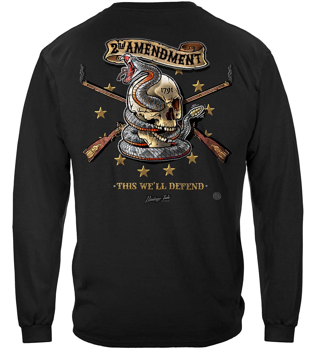 2nd Amendment Tattoo This We'll Defend Long Sleeve Shirt - back view