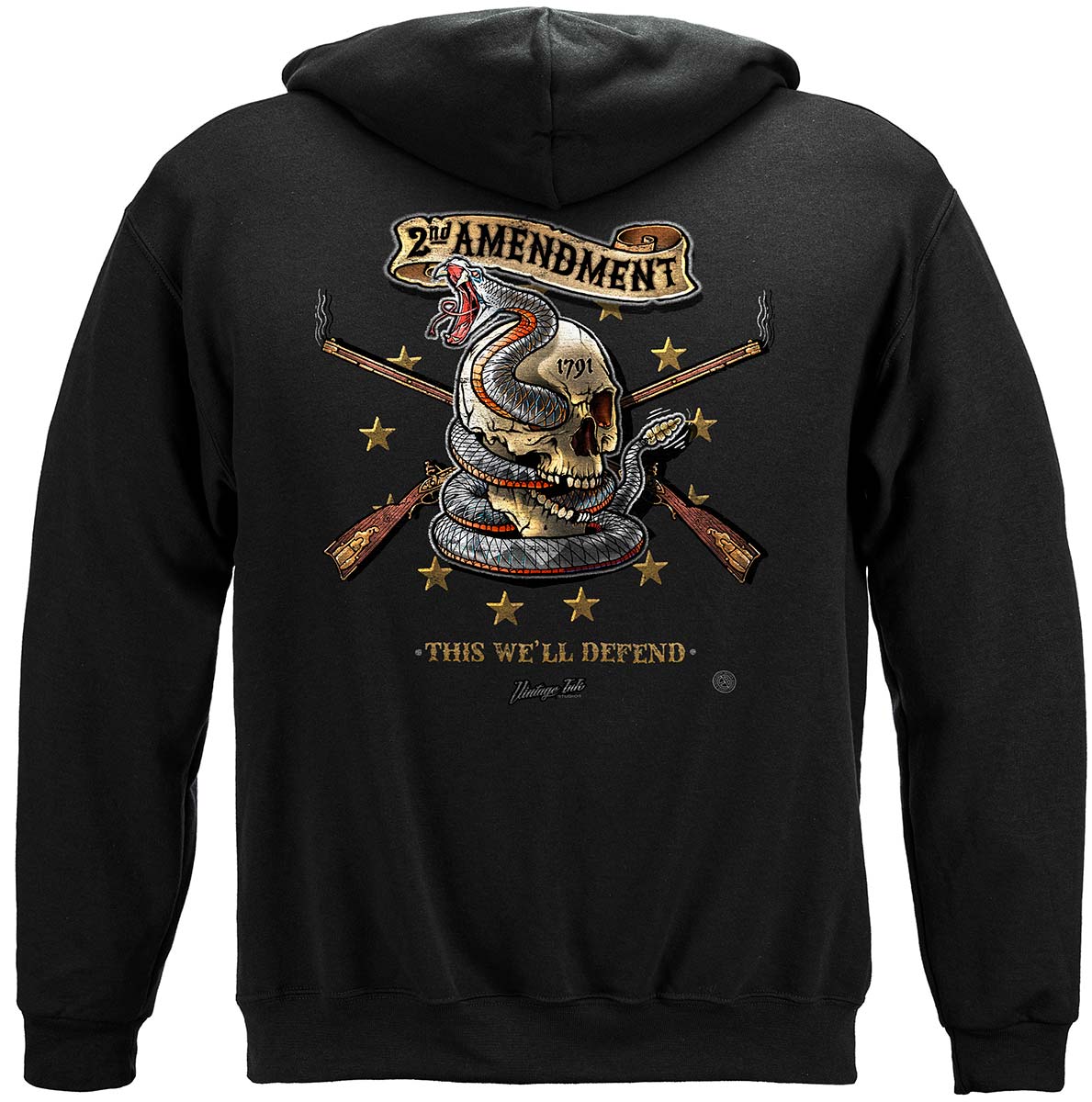 2nd Amendment Tattoo This We'll Defend Hoodie - back view