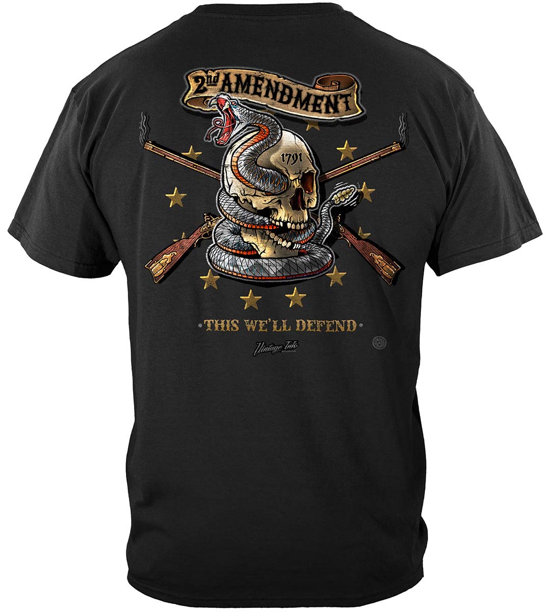 2nd Amendment Tattoo This We'll Defend T-Shirt - back view