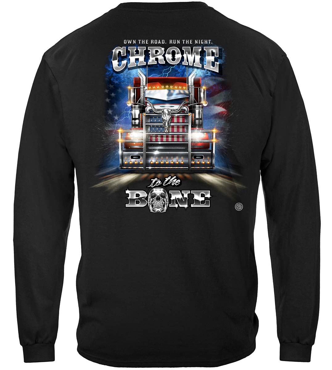 Trucker Chrome to the Bone Big Rig Brush Guard Long Sleeve Shirt - back view