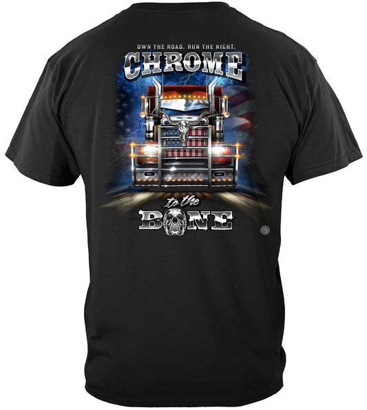 Trucker Chrome to the Bone Big Rig Brush Guard T-Shirt - back view