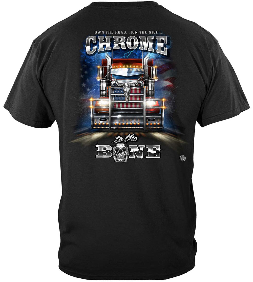 Trucker Chrome to the Bone Big Rig Brush Guard T-Shirt - back view