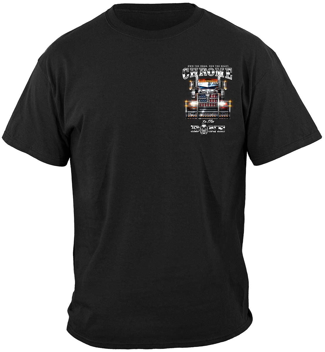 Trucker Chrome to the Bone Big Rig Brush Guard T-Shirt - front view