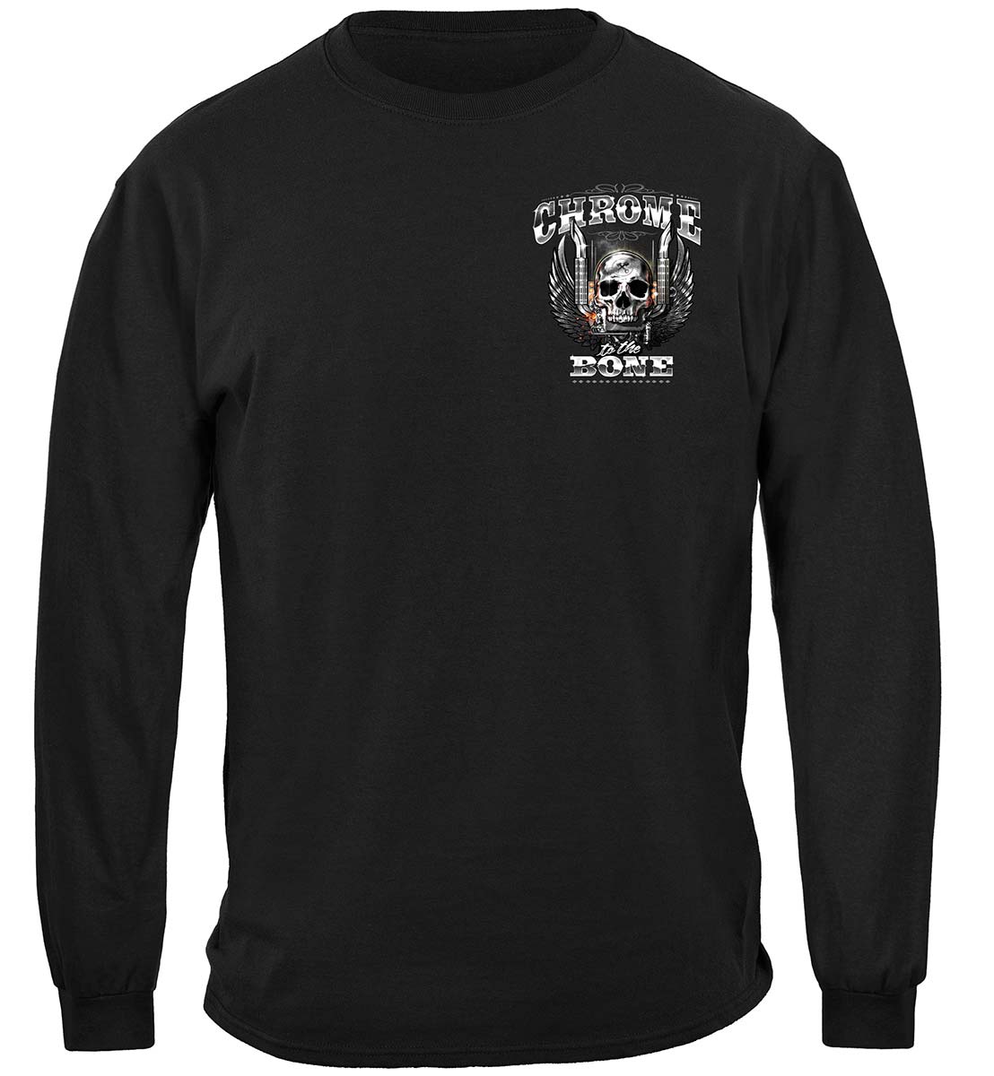 Trucker Chrome to the Bone Diesel Runs Deep Long Sleeve Shirt - front view