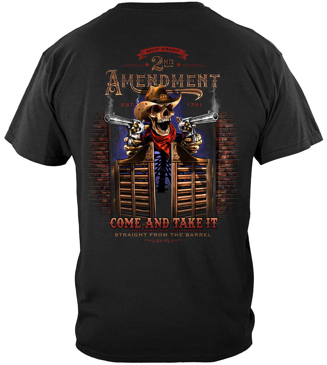 2nd Amendment Saloon Betsy Ross Flag Come and Take It T-Shirt - back view