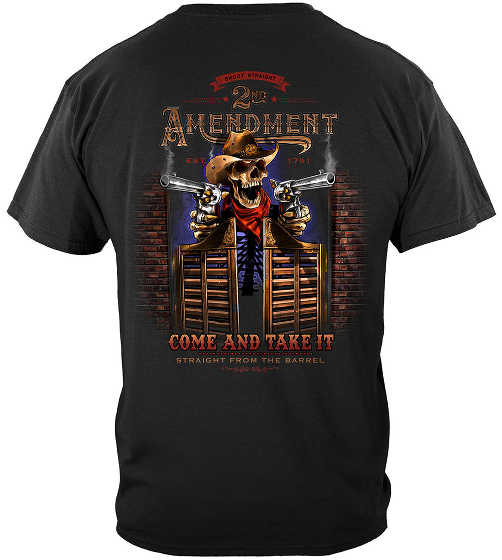 2nd Amendment Saloon Betsy Ross Flag Come and Take It T-Shirt - back view