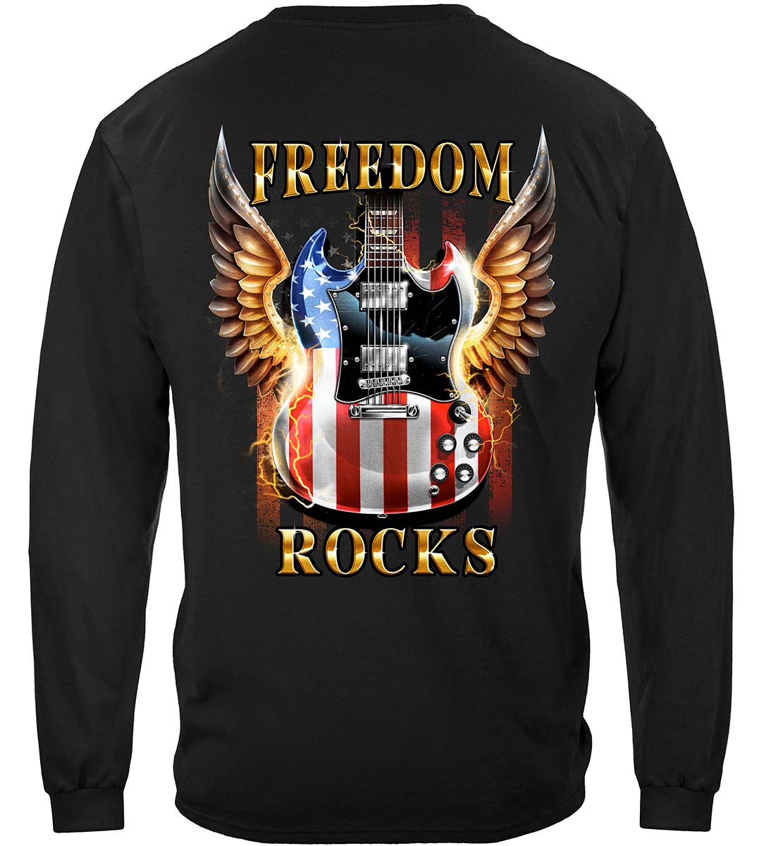 Guitar Freedom Rocks Long Sleeve Shirt - back view