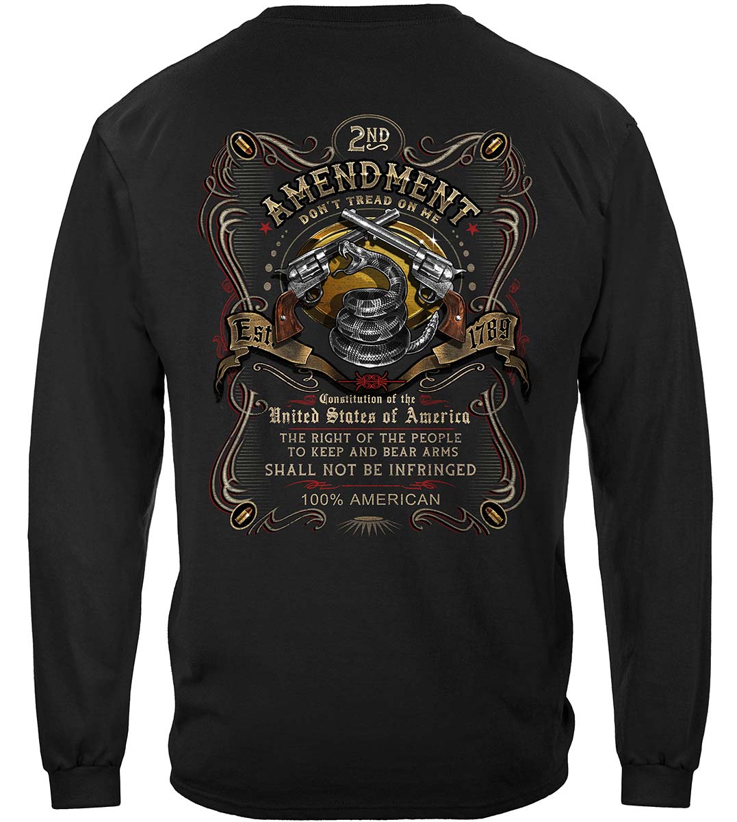 2A Old Fashioned Label Don't Tread on Me Long Sleeve Shirt - back view