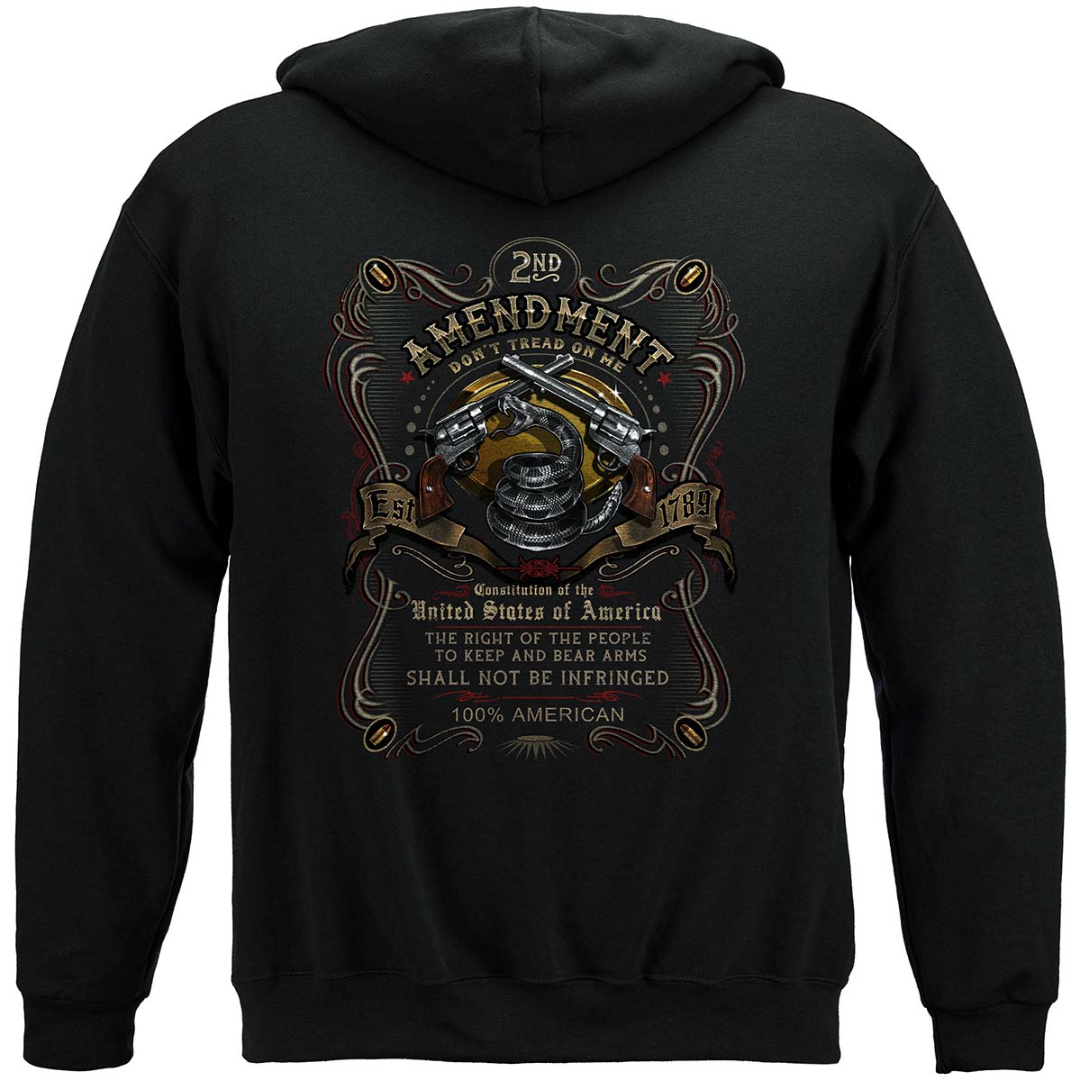 2A Old Fashioned Label Don't Tread on Me Hoodie - back view