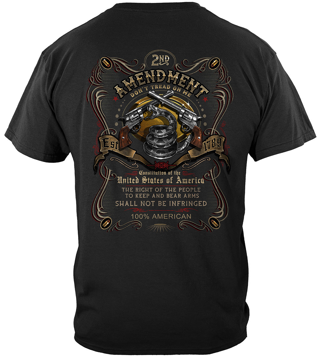 2A Old Fashioned Label Don't Tread on Me T-Shirt - back view