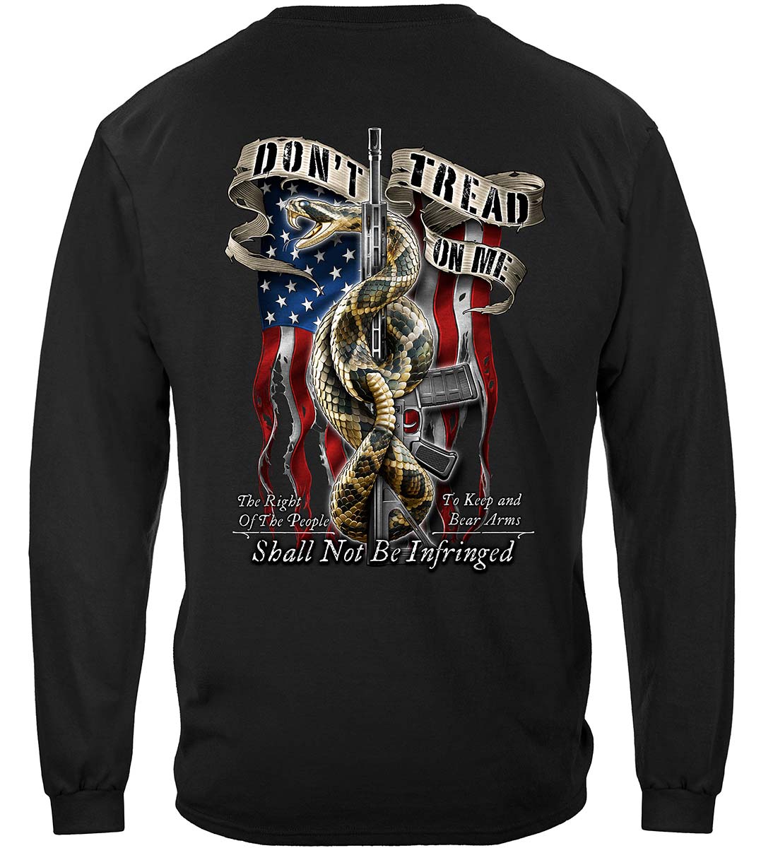 2nd Amendment Don't Tread Tattered Flag Long Sleeve Shirt - back view