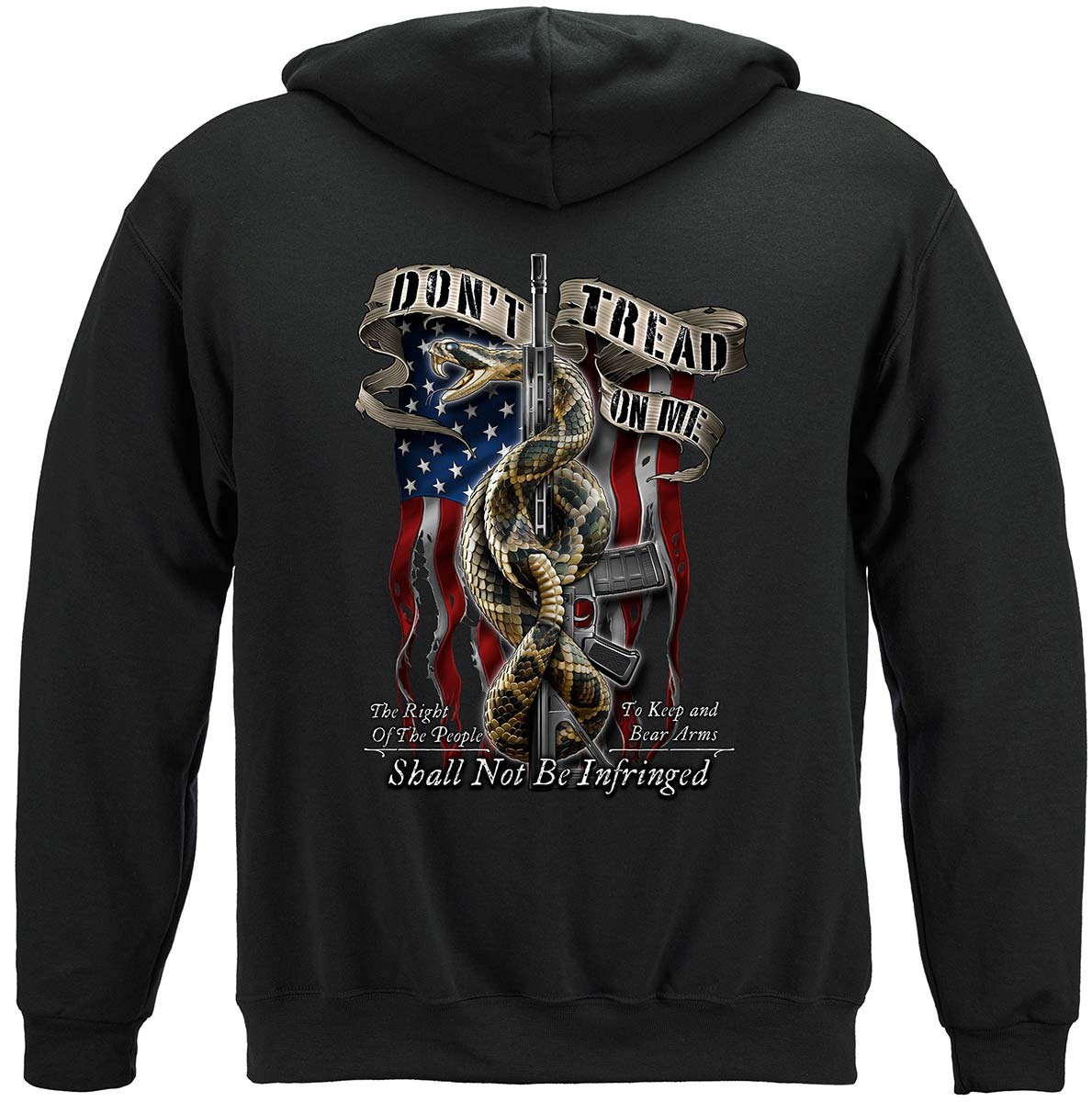 2nd Amendment Don't Tread Tattered Flag Hoodie - back view