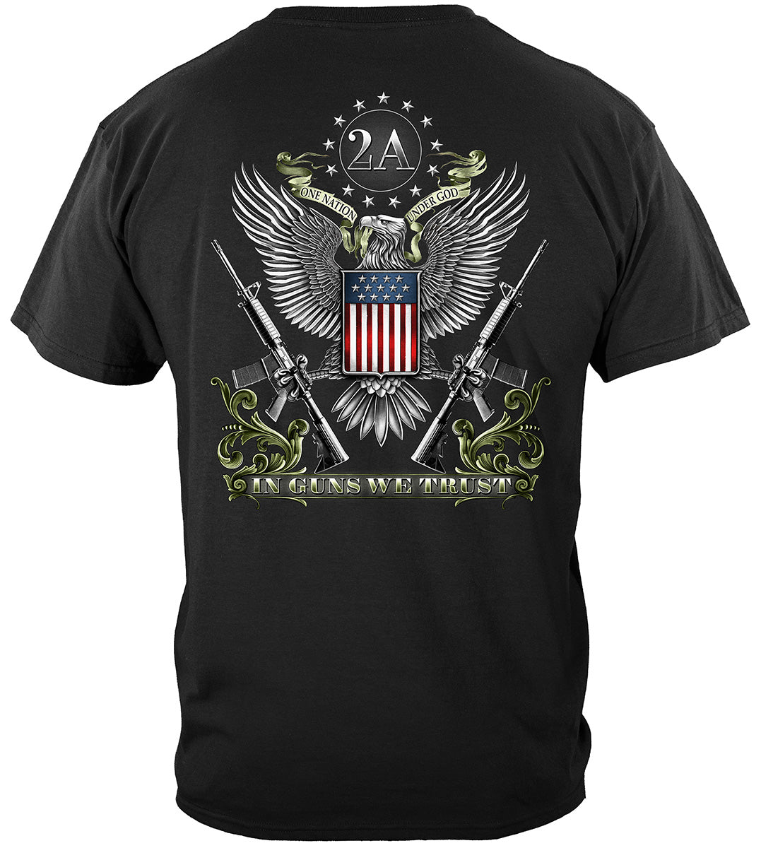 Made in America In Guns We Trust T-Shirt - back view