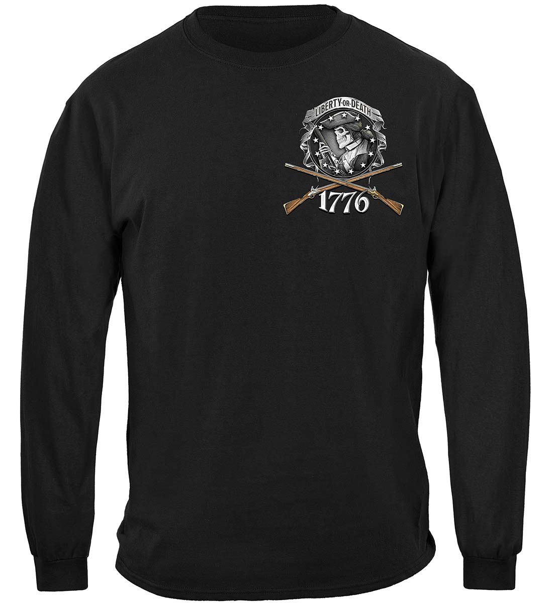 American Patriot Liberty or Death 1776 Long Sleeve Shirt - front view