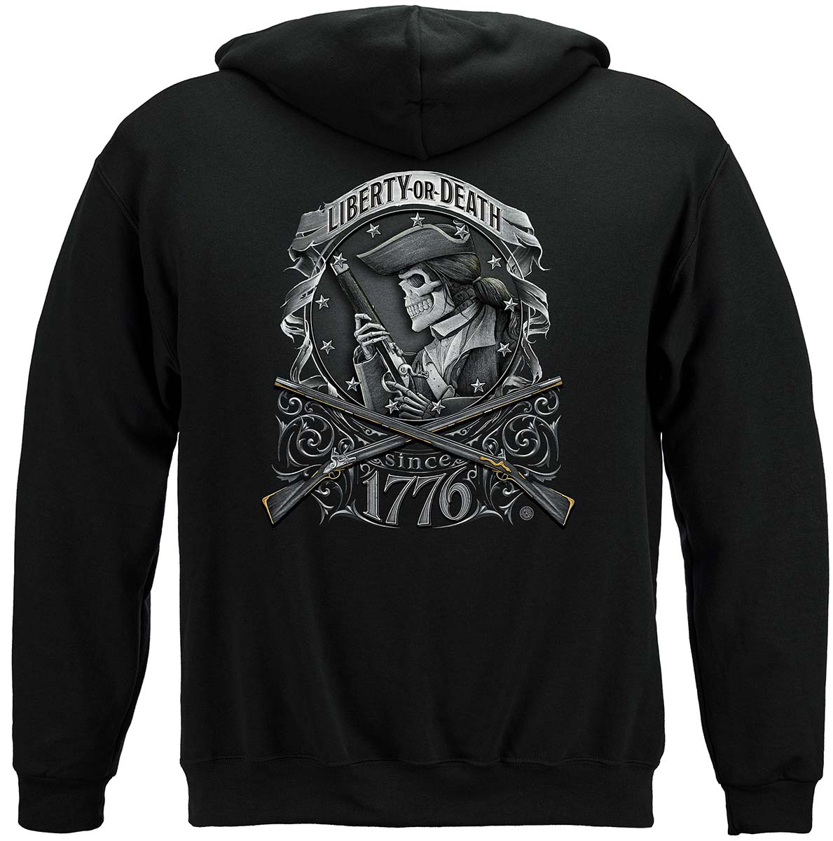 American Patriot Liberty or Death 1776 Hoodie - back view