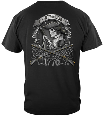 American Patriot Liberty or Death 1776 T-Shirt - back view