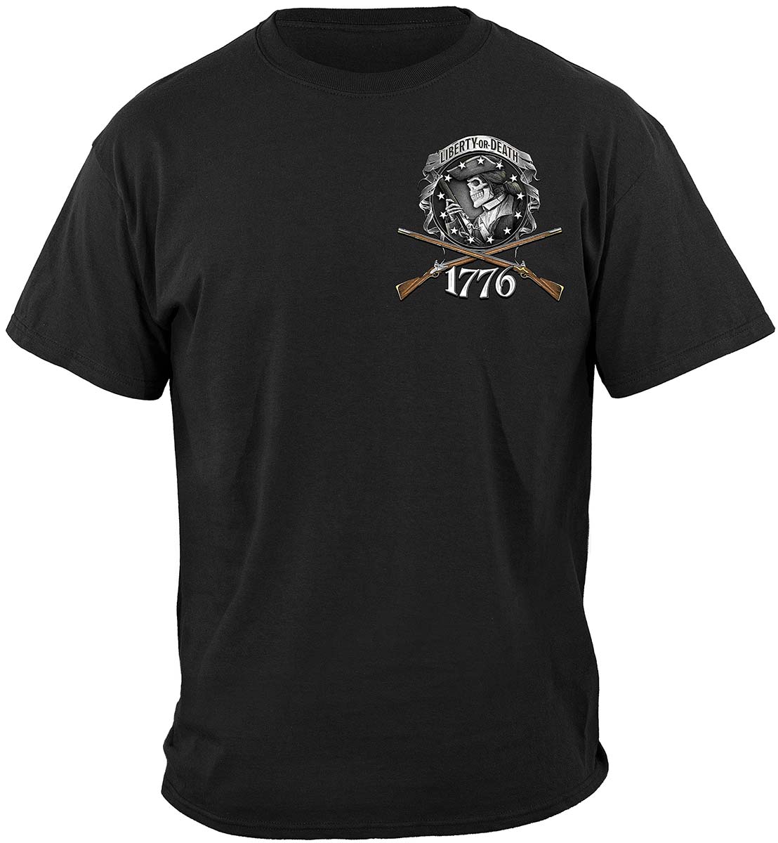 American Patriot Liberty or Death 1776 T-Shirt - front view