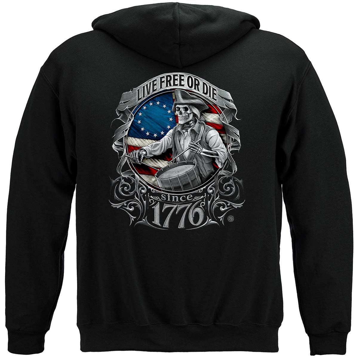 Live Free or Die Liberty or Death 1776 Hoodie - back view