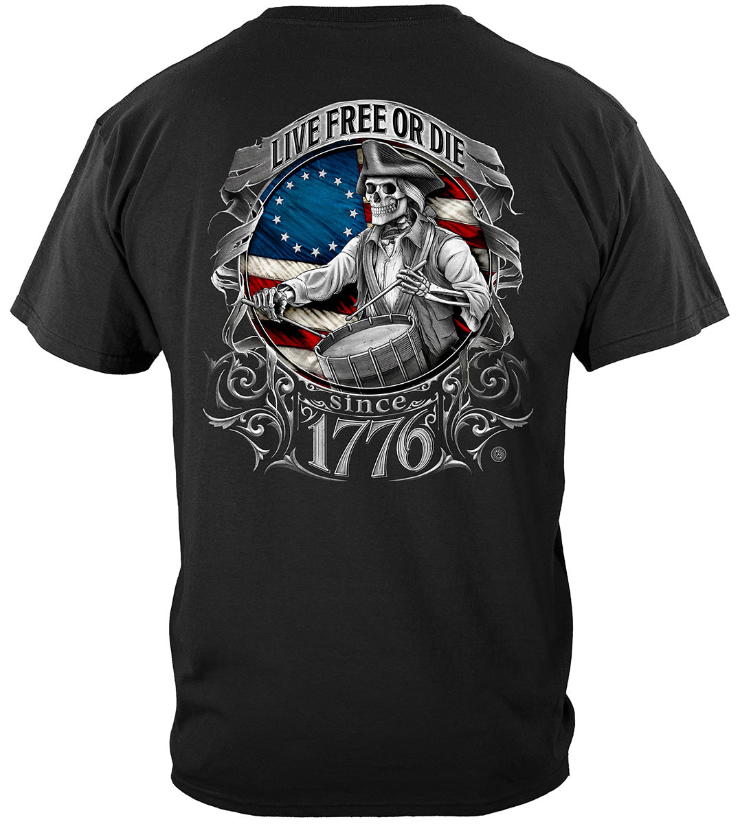 Live Free or Die Liberty or Death 1776 T-Shirt - back view