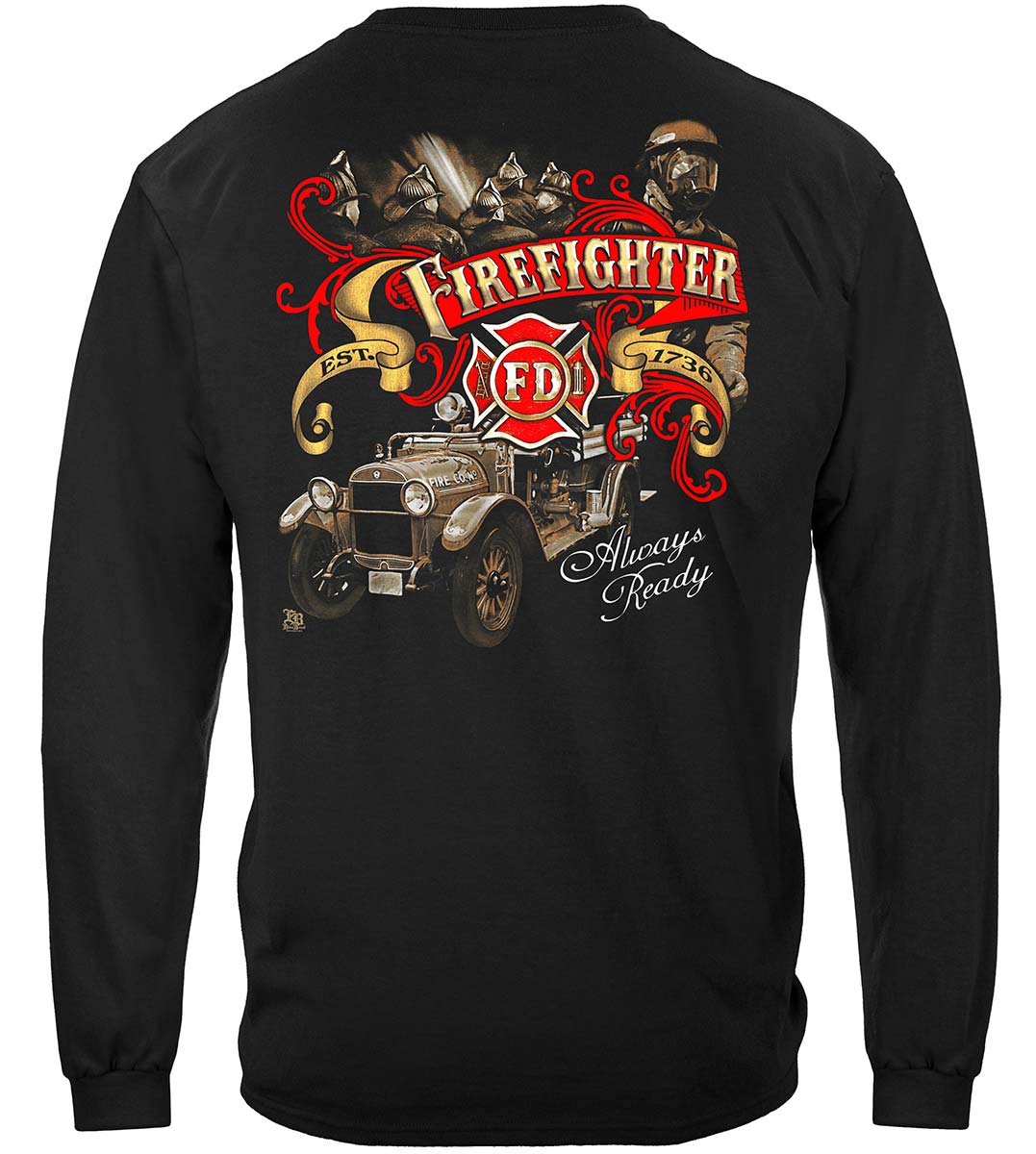 Elite Breed Antique Fire Dept Long Sleeve Shirt - back view