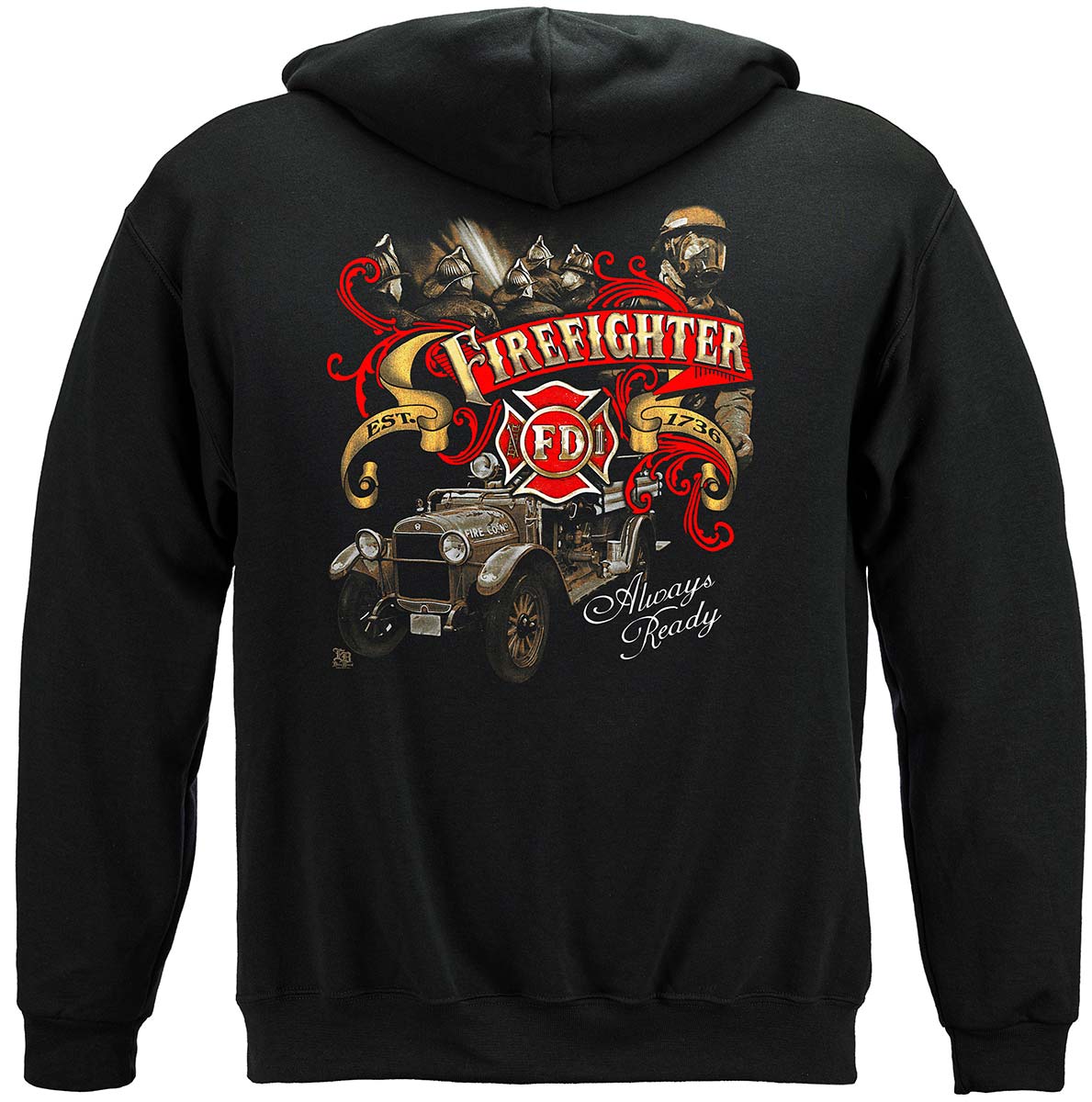 Elite Breed Antique Fire Dept Hoodie - back view