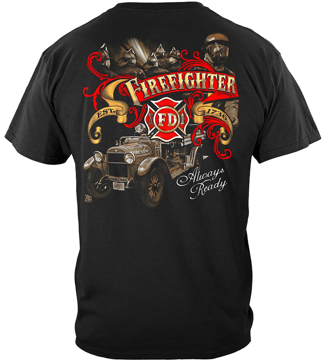 Elite Breed Antique Fire Dept T-Shirt - back view