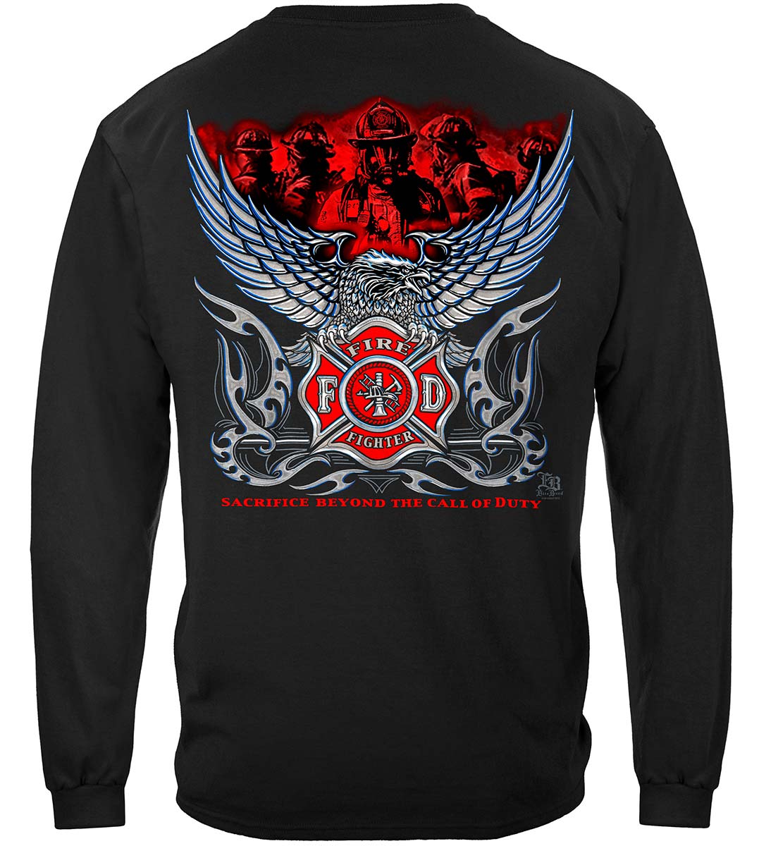 Elite Breed Chrome Eagle Firefighter Long Sleeve Shirt - back view