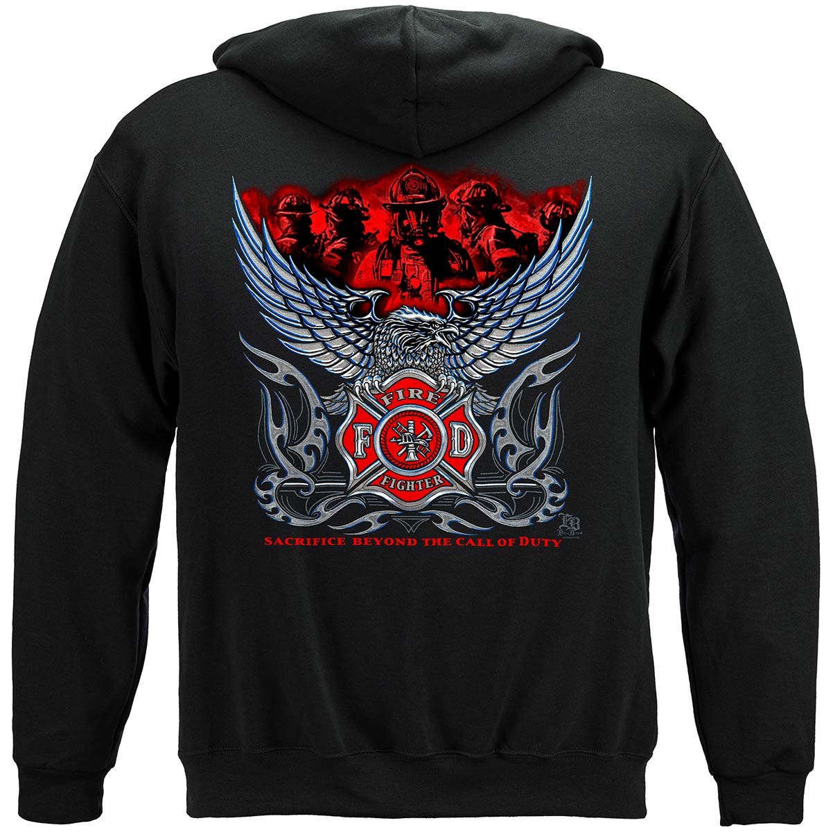 Elite Breed Chrome Eagle Firefighter Hoodie - back view