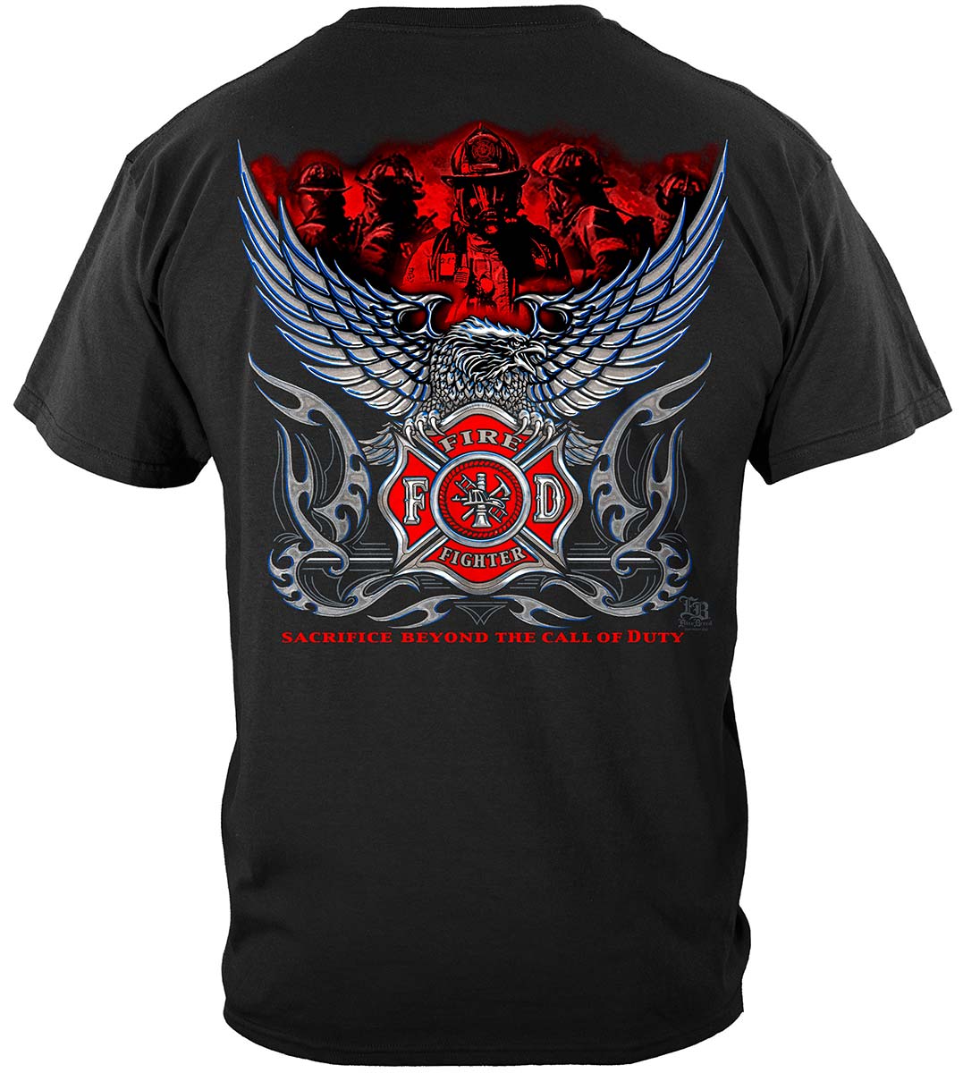 Elite Breed Chrome Eagle Firefighter T-Shirt - back view