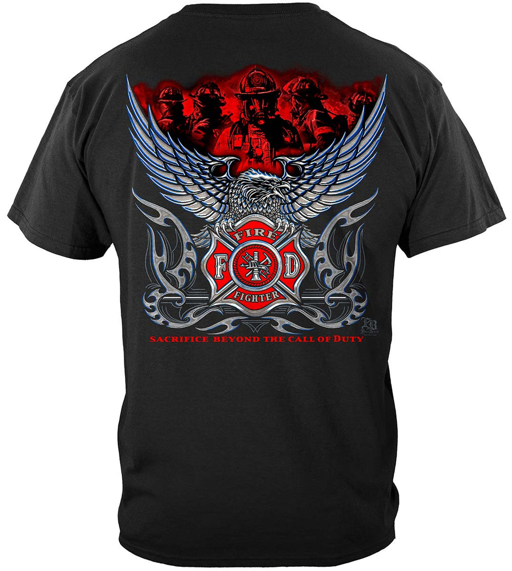 Elite Breed Chrome Eagle Firefighter T-Shirt - back view