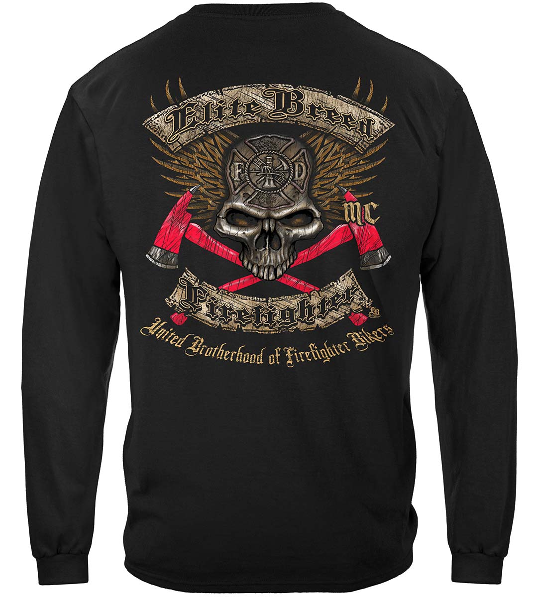 Elite Breed Firefighter Biker Long Sleeve Shirt - back view