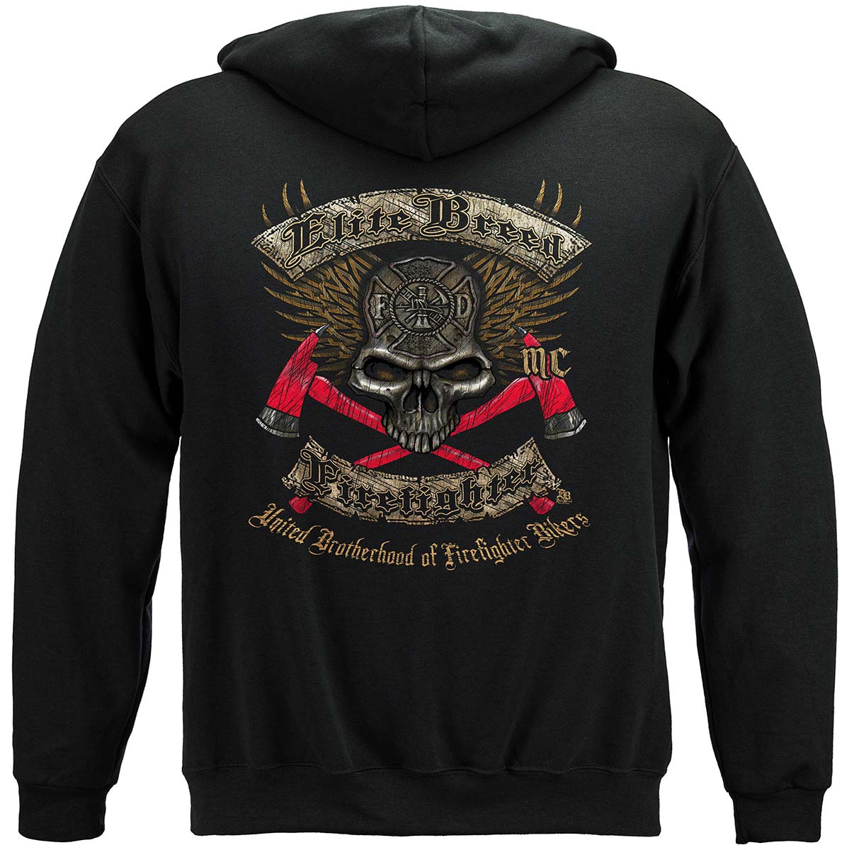 Elite Breed Firefighter Biker Hoodie - back view