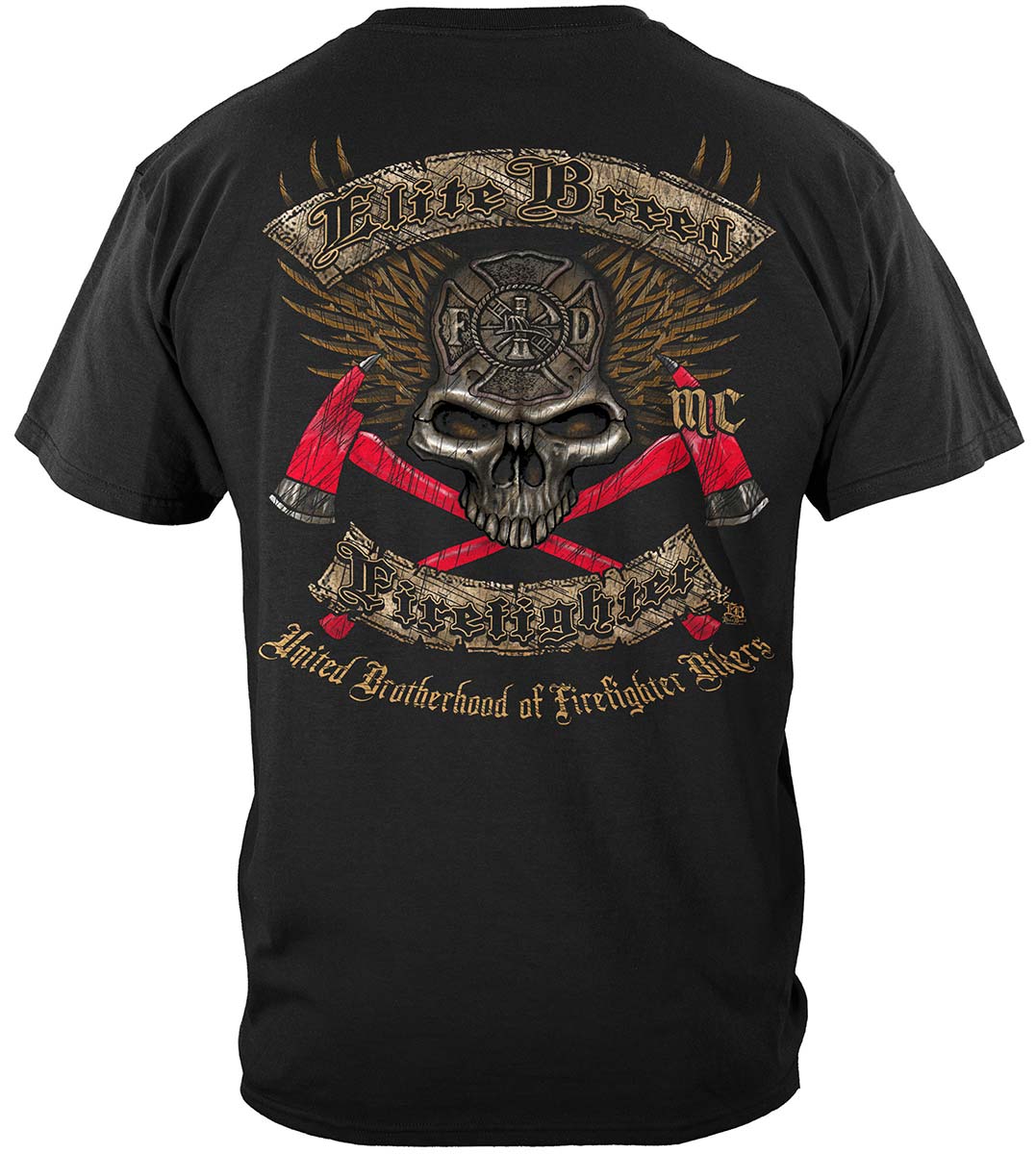 Elite Breed Firefighter Biker T-Shirt - back view