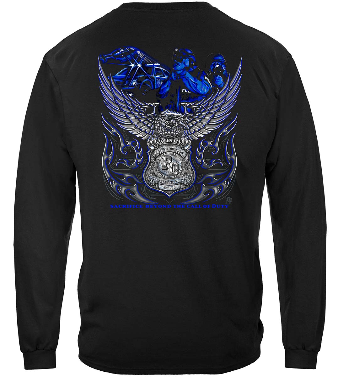 Elite Breed Law Enforcement Eagle Long Sleeve Shirt - back view