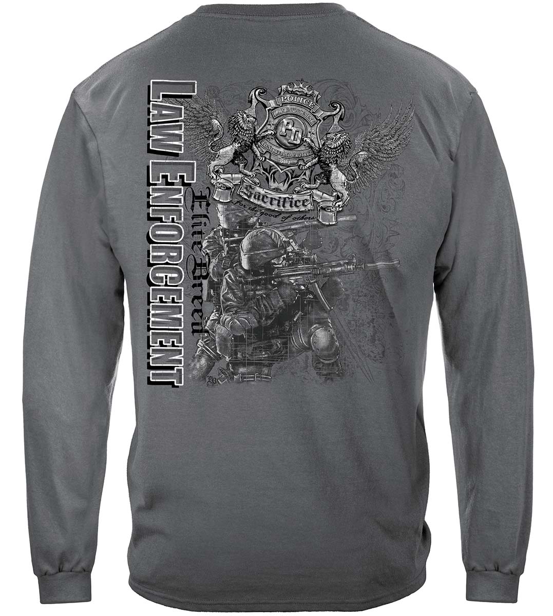 Elite Breed Elite Gray Law Enforcement Long Sleeve Shirt - back view