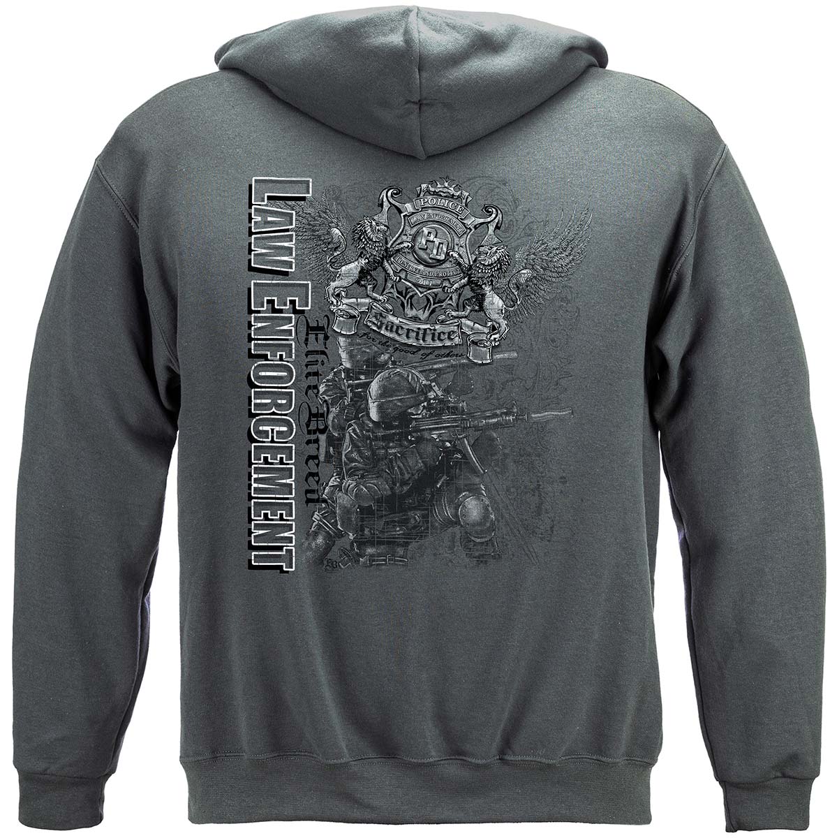 Elite Breed Elite Gray Law Enforcement Hoodie - back view