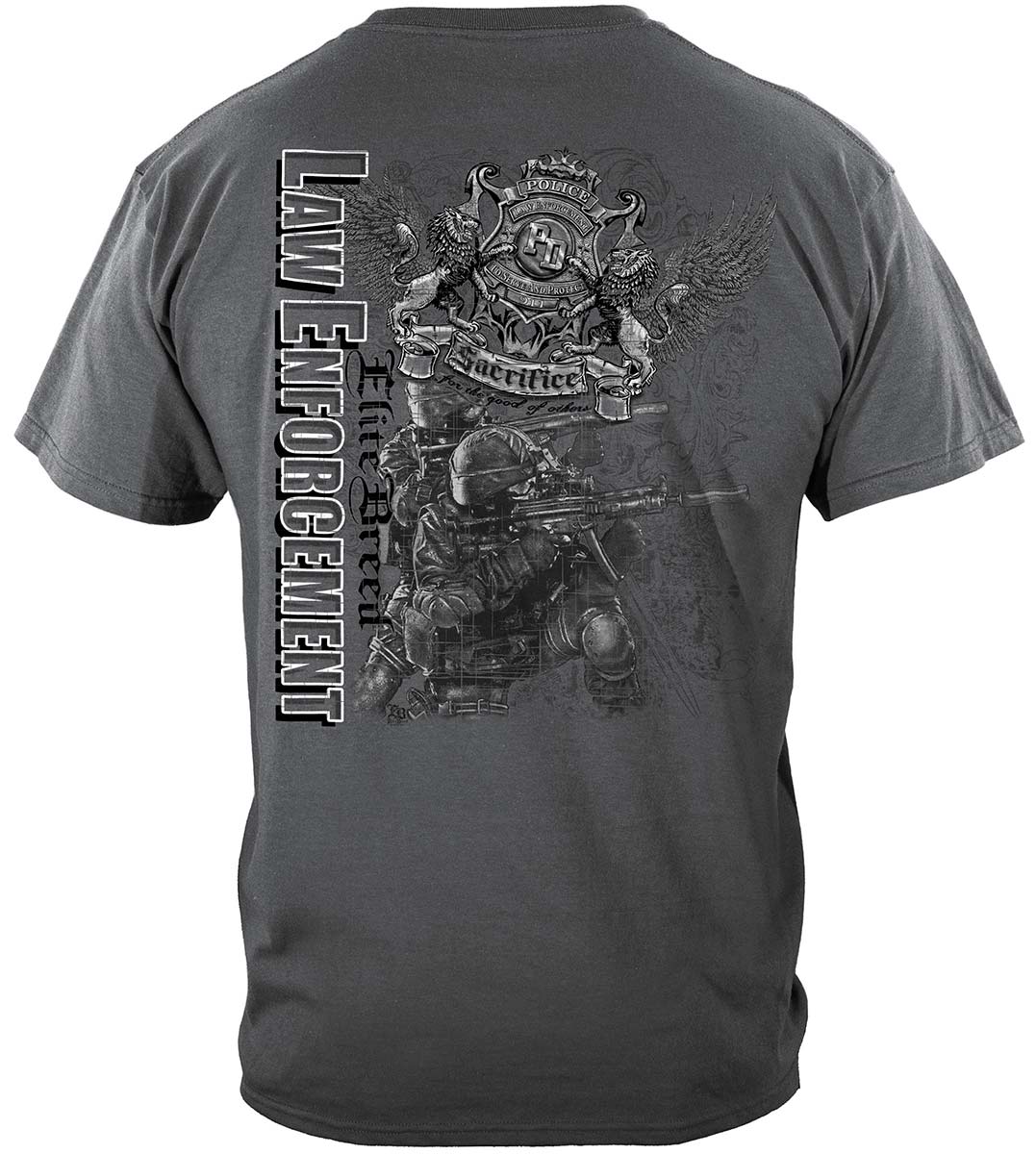 Elite Breed Elite Gray Law Enforcement T-Shirt - back view