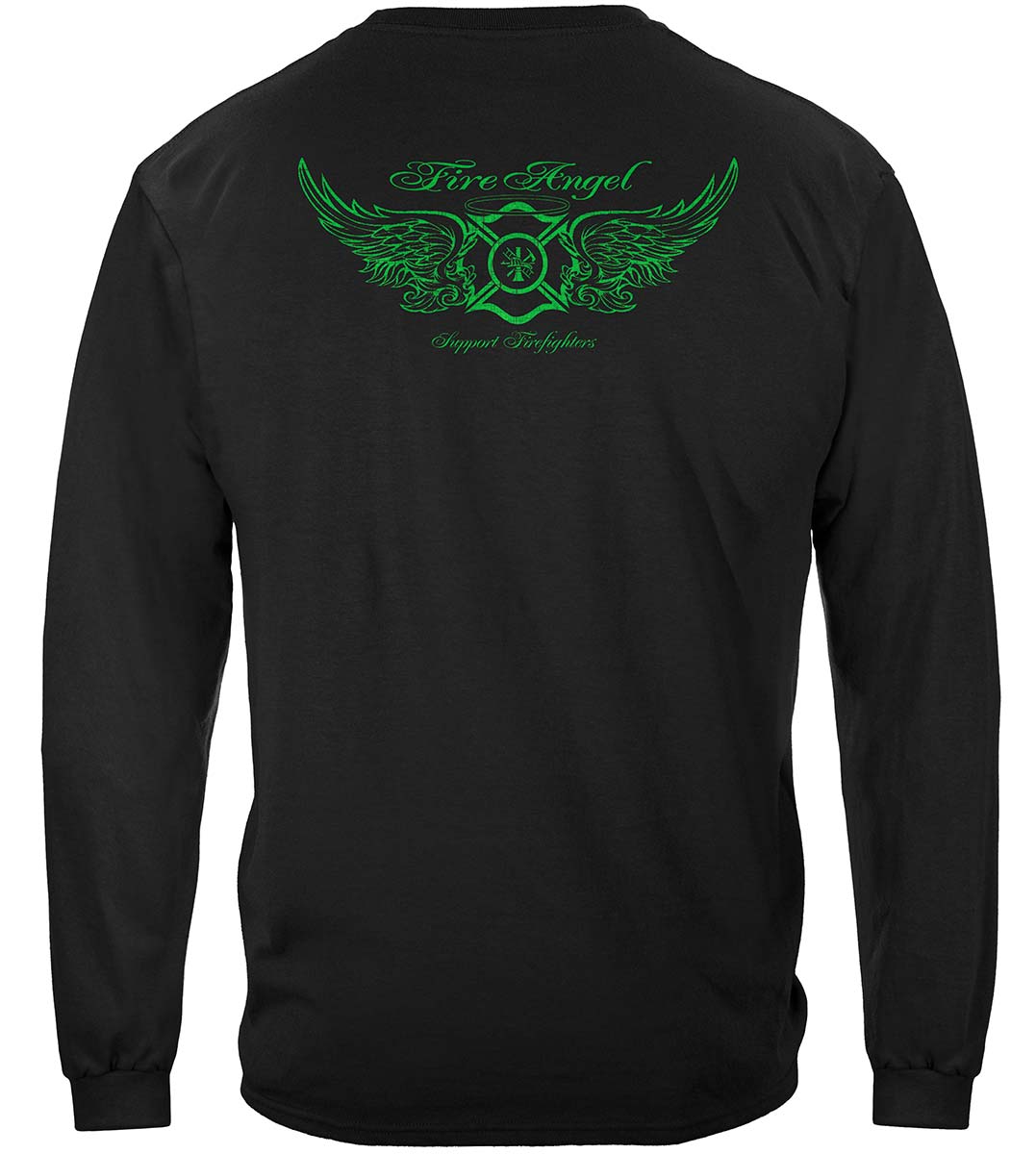 Firefighter Fire Angel Irish Cross Long Sleeve Shirt - back view