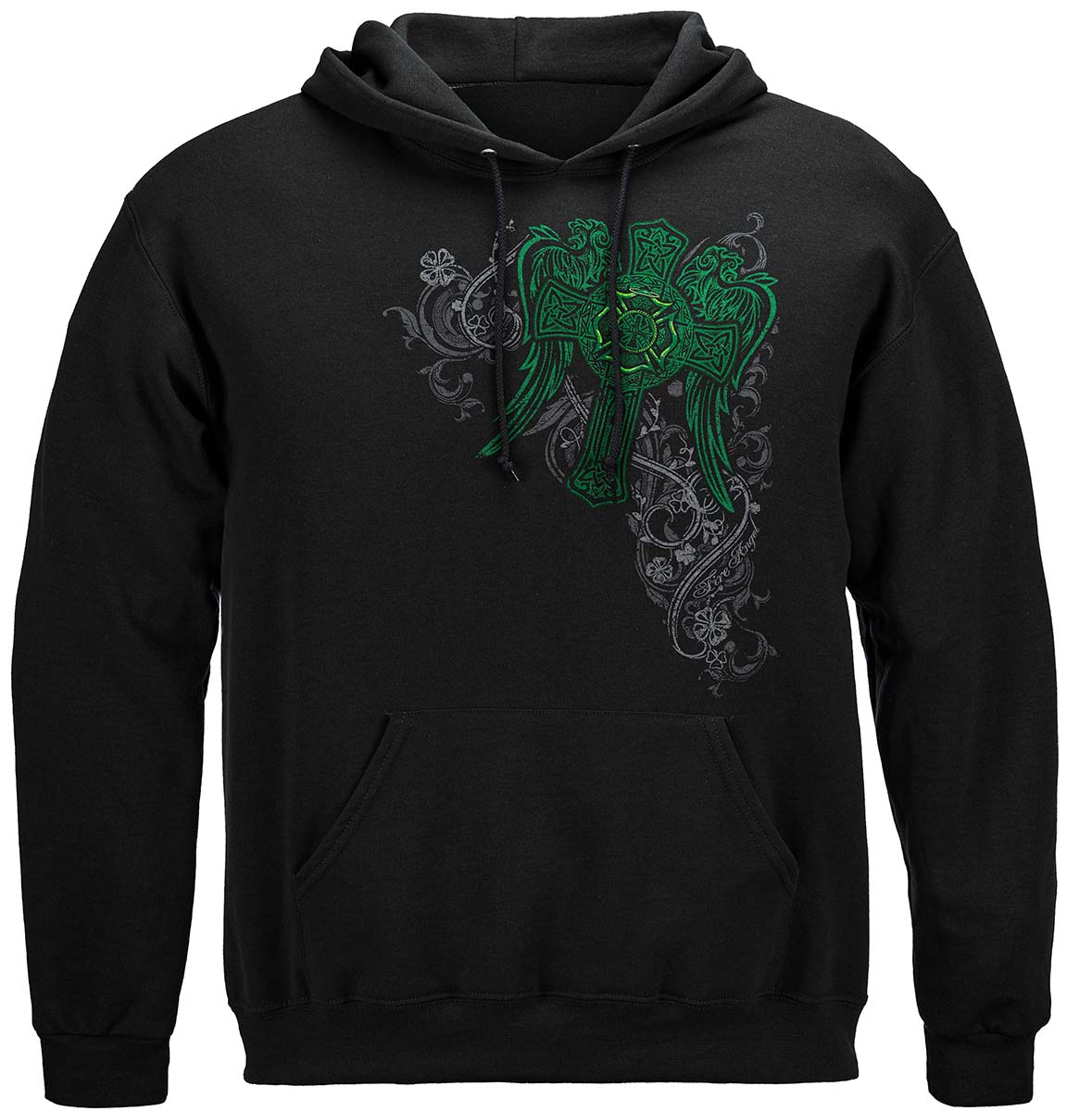 Firefighter Fire Angel Irish Cross Hoodie - front view