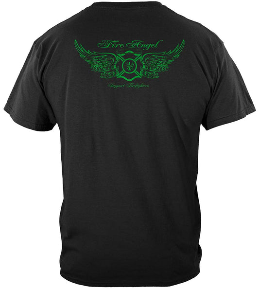 Firefighter Fire Angel Irish Cross T-Shirt - back view