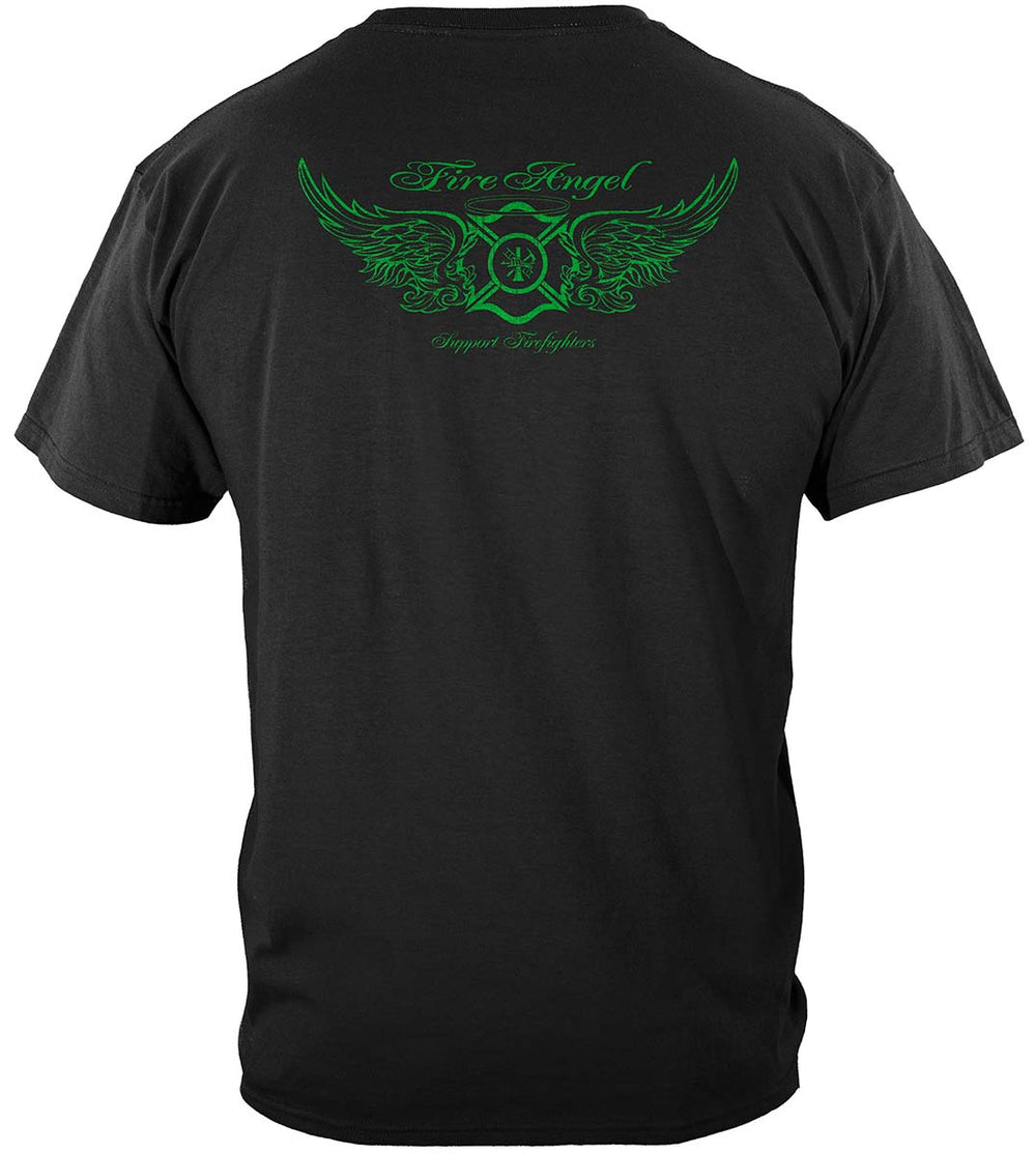 Firefighter Fire Angel Irish Cross T-Shirt - back view