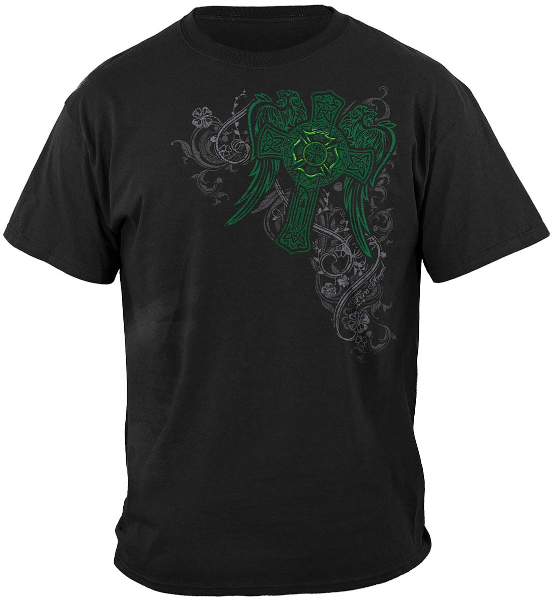 Firefighter Fire Angel Irish Cross T-Shirt - front view