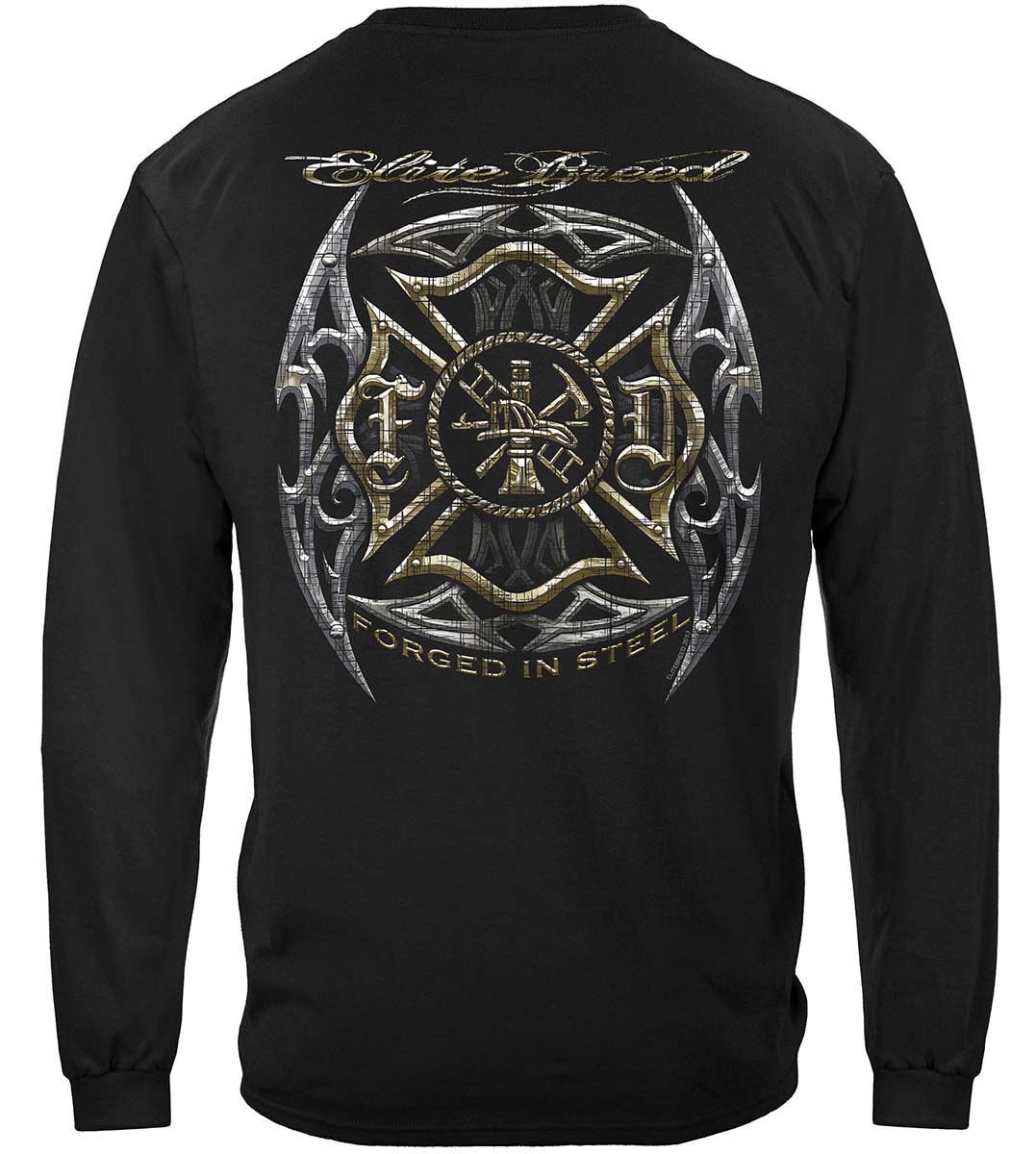 Elite Breed Firefighter Blades Silver Foil Long Sleeve Shirt - back view